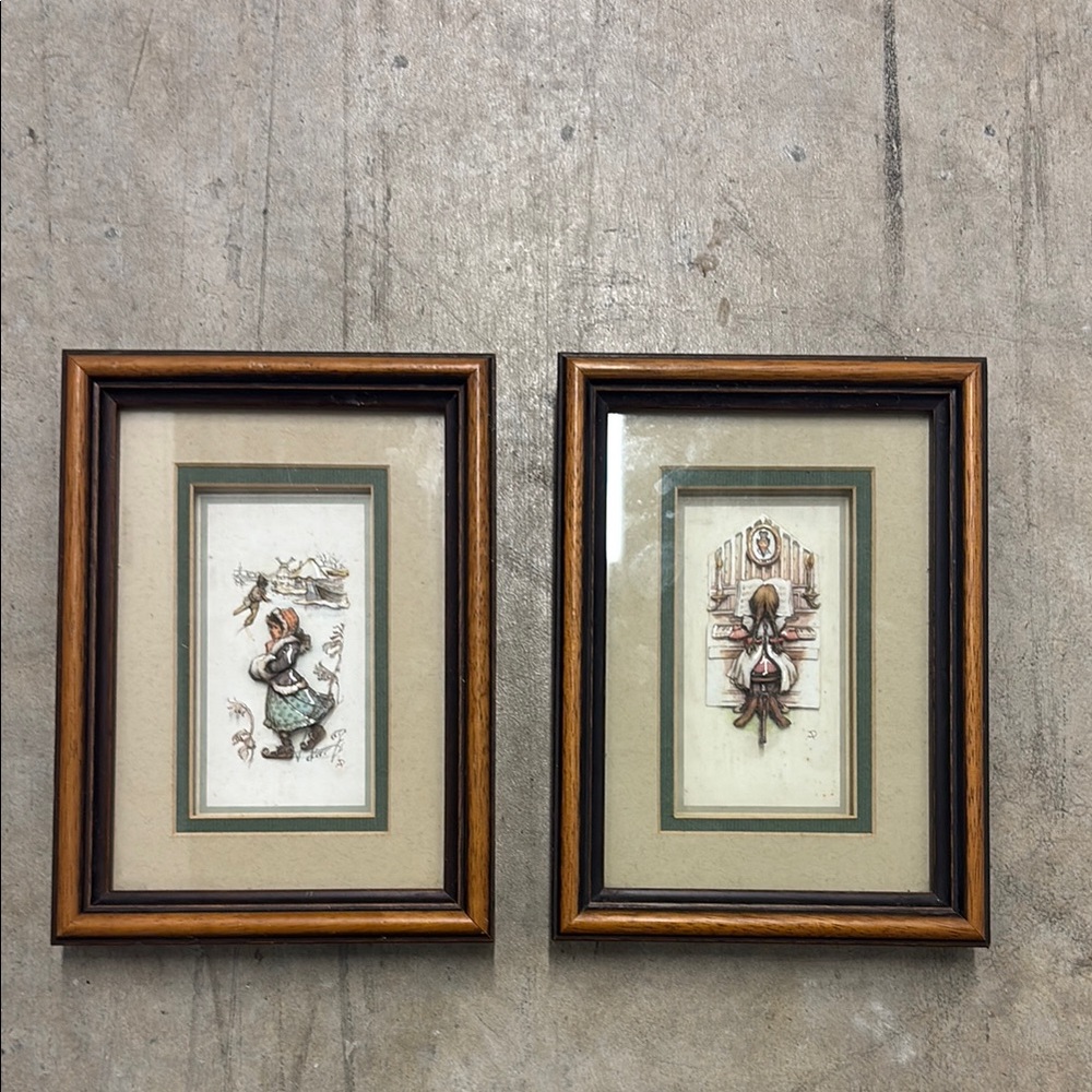Vintage Decoupage Framed Art Duo